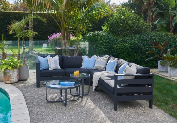 Large outdoor dining setting ready for a family meal