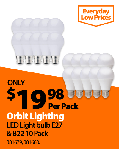 Orbit Lighting LED Light Bulb E27 & B22 10 Pack, now $19.98 per pack. Everyday Low Prices offer.
