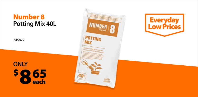 Number 8 Potting Mix 40L, only $8.65 each. Everyday Low Prices.