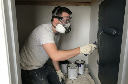 Painting with a respirator