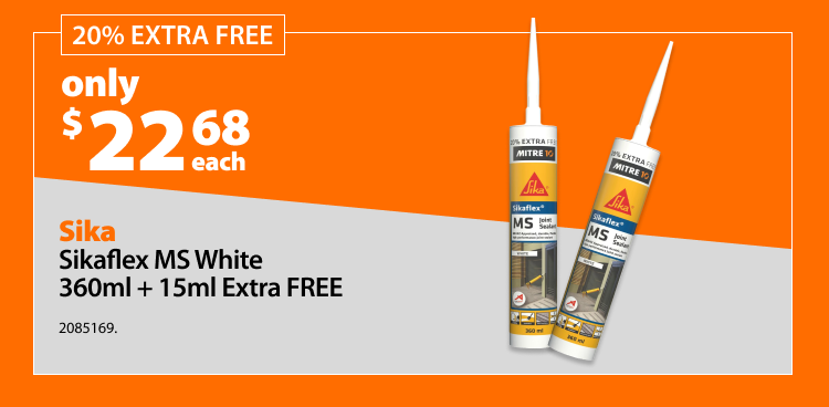 Sika Sikaflex MS White 360ml + 15ml Extra Free, only $22.68 each, 20% extra free.