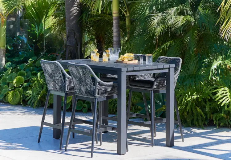 Outdoor dining table set for a meal