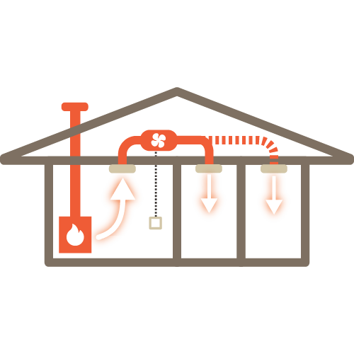 Heat Transfer Airpal system diagram showing warm air moving from one room to another