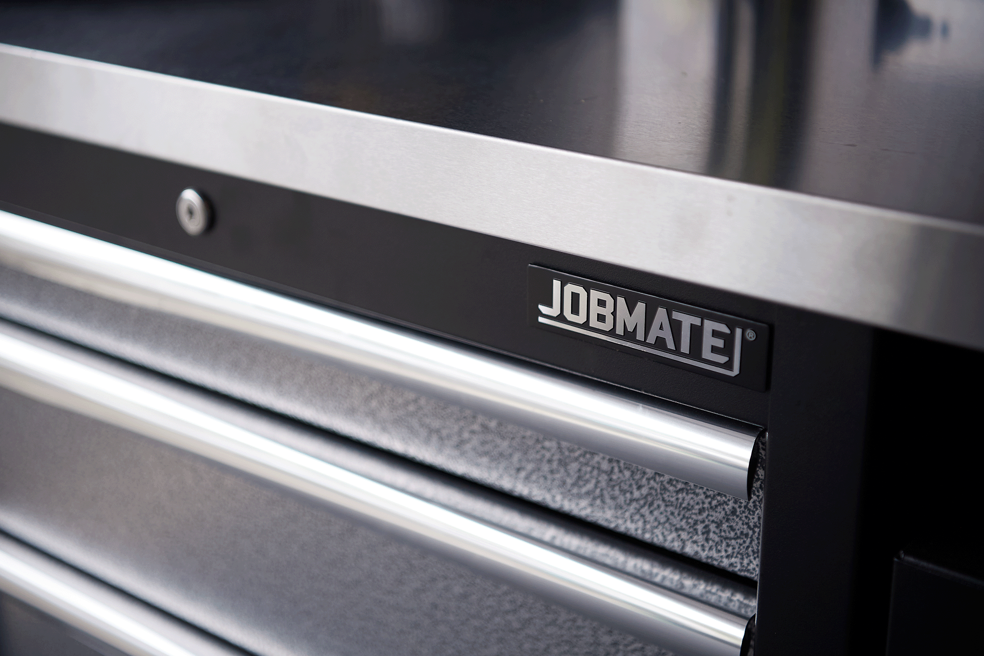 Jobmate drawer unit detail with logo