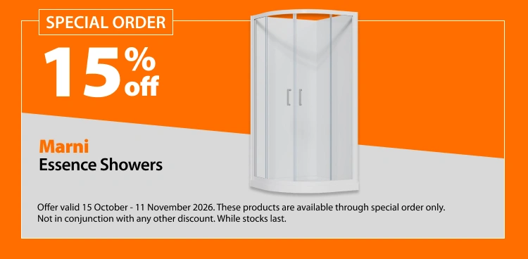 Marni Essence Showers, 15% off. Special Order. Knocked Down Deals offer valid 15 October - 11 November 2026. These products are available through special order only. Not in conjunction with any other discount. While stocks last.