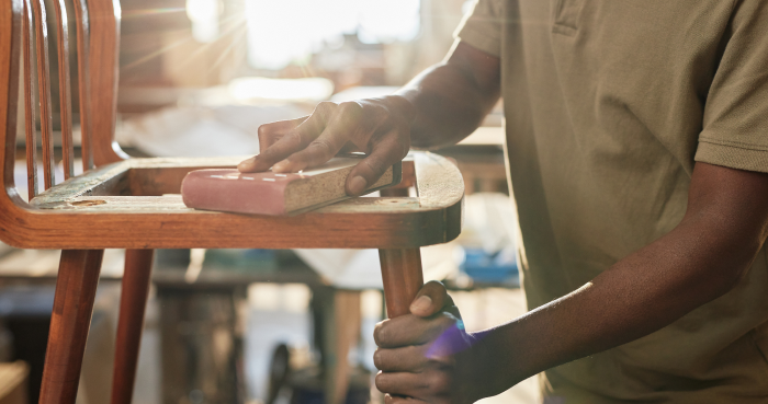 sanding furniture
