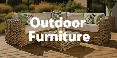 A heading 'Outdoor Furniture' accompanied by a photo of an outdoor lounge setting