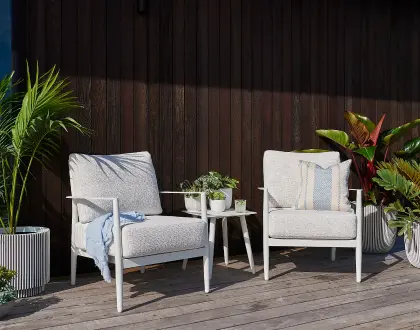 Three piece outdoor lounge setting