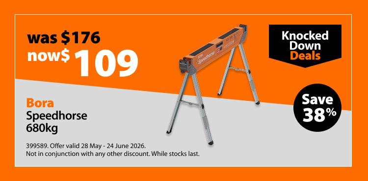 Bora Speedhorse 680kg, was $176 now $109, save 38%. Knocked Down Deals offer valid 28 May - 24 June 2026. Not in conjunction with any other discount. While stocks last.