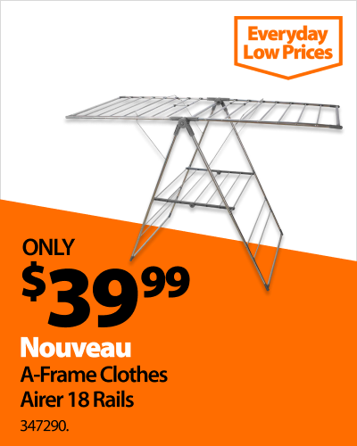 Nouveau A-Frame Clothes Airer 18 Rails, now $39.99. Everyday Low Prices offer.