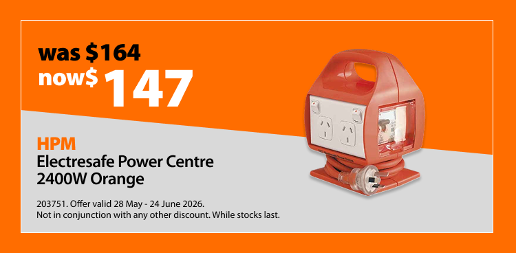 HPM Electresafe Power Centre 2400W Orange, was $164 now $147. Offer valid 28 May - 24 June 2026. Not in conjunction with any other discount. While stocks last.